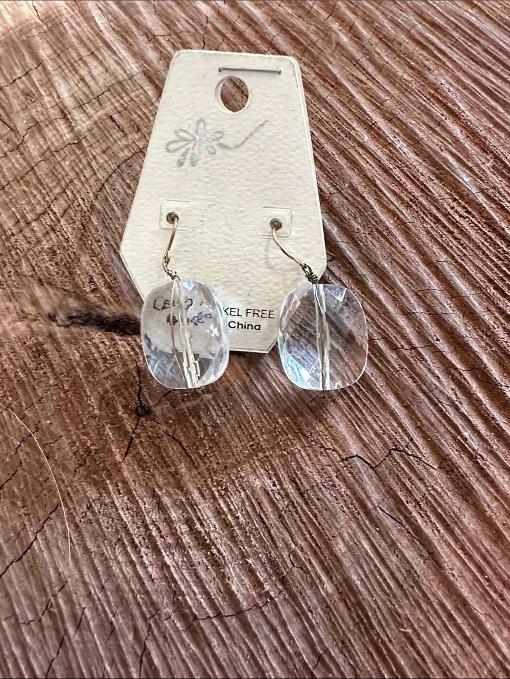Clear Crystal Drop Earrings with Gold Hooks Vintage